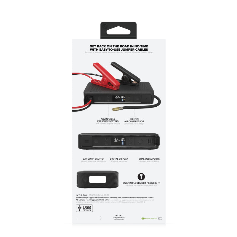 mophie Go-Rugged Portable Powerbank (Air Compressor) - 15000 mAh