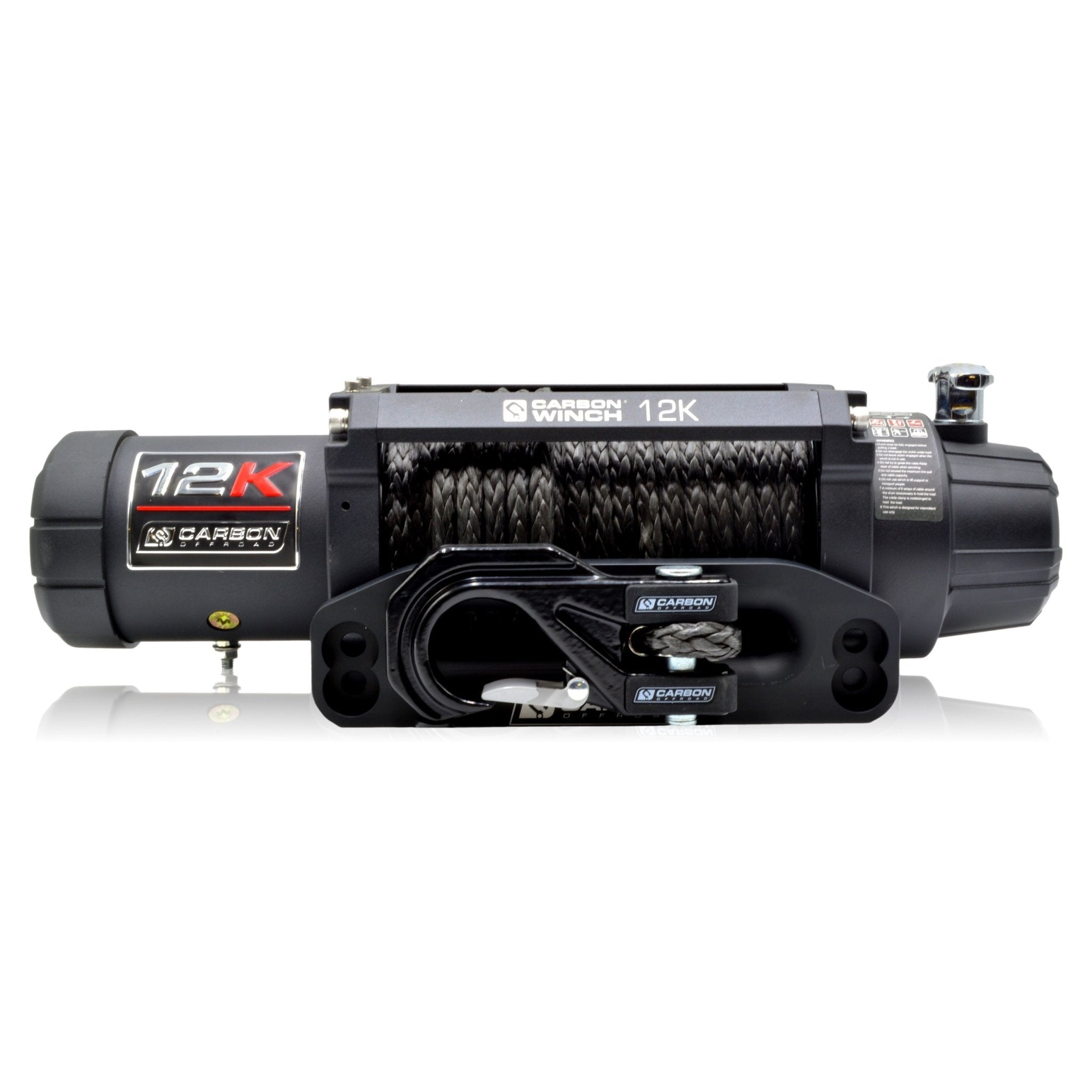 Carbon 12K 12000lb Winch - Synthetic Rope & Mega Pro Hook