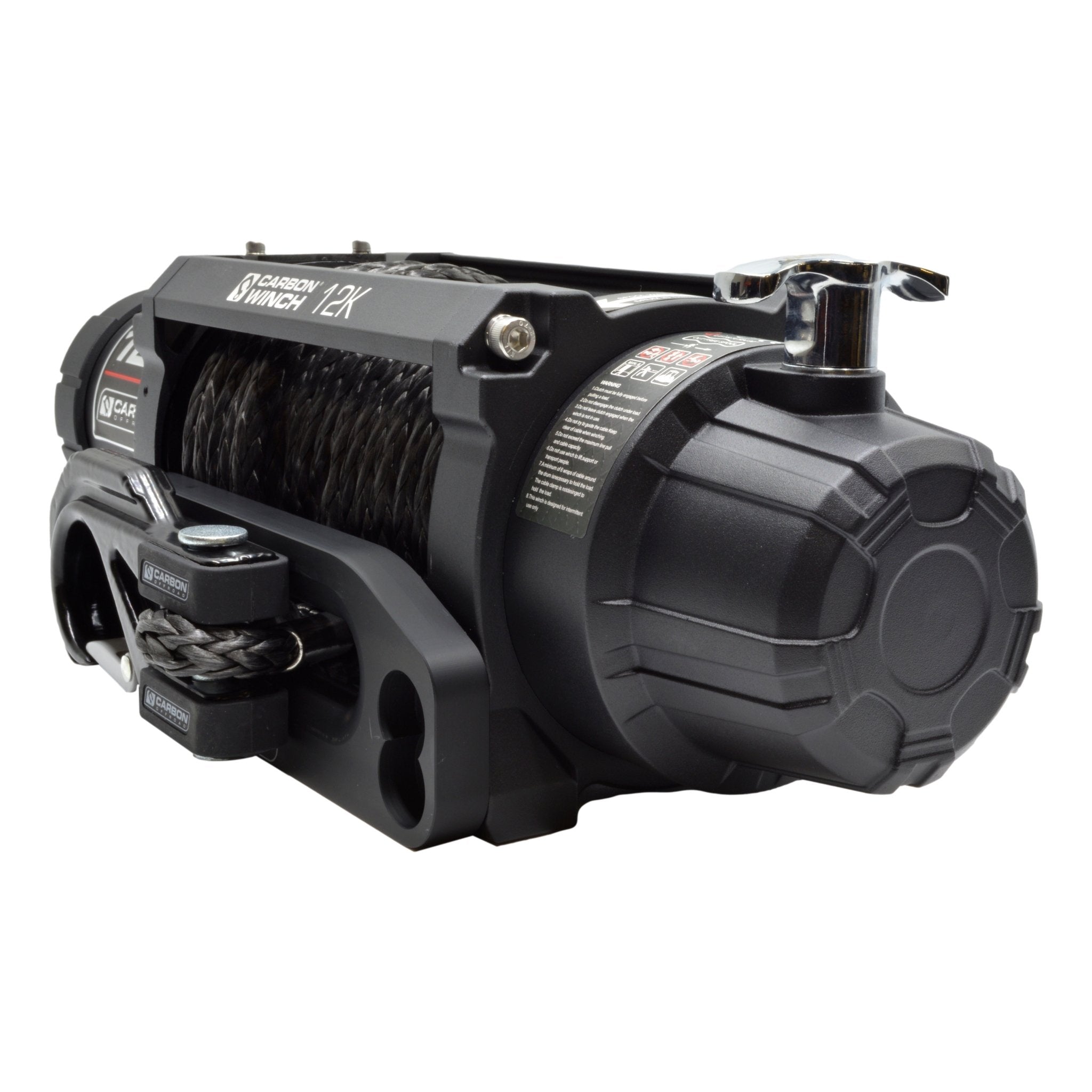 Carbon 12K 12000lb Electric Winch With Black Rope & Orange Hook VER. 3 - Carbon Offroad
