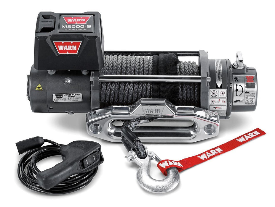 WARN M8-S 8000lb Electric Recovery Winch 12V - Spydura Synthetic Rope
