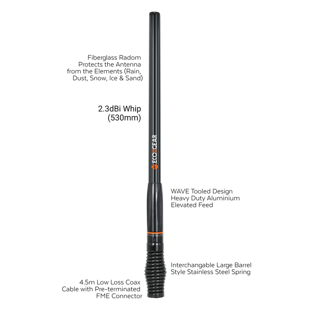 EcoXgear ATRD230 Heavy Duty Radome 2.3dBi UHF Antenna - Barrel Spring