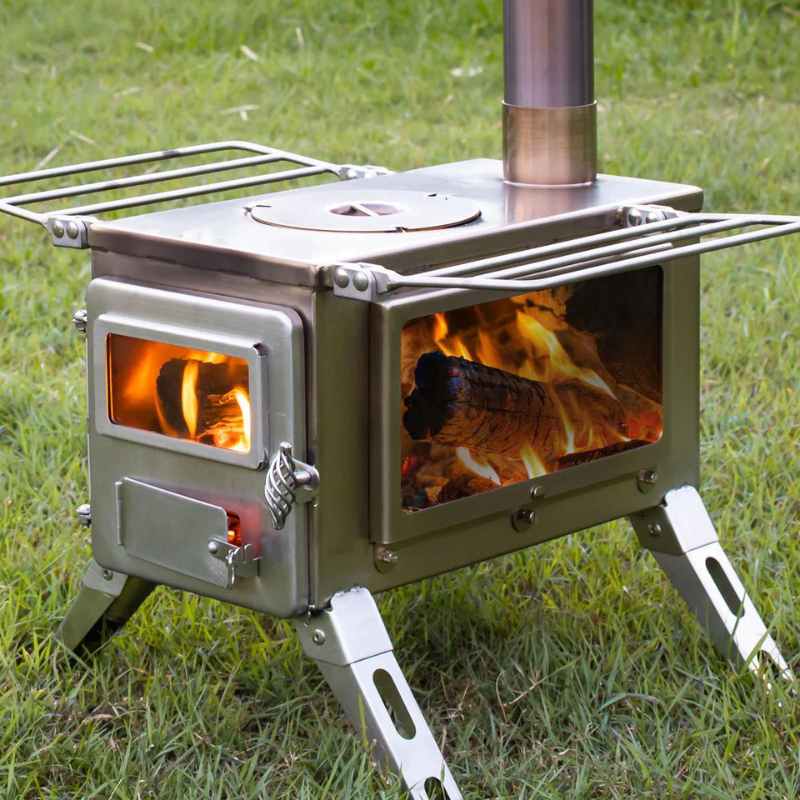 winnerwell camping stove with fire