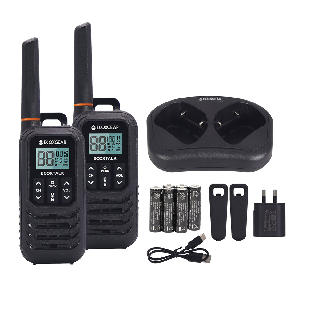 EcoXgear ECOXTALK EXG100 1-Watt IP54 Handheld UHF Radio Twin Pack