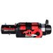 Runva 13xp winch front view with red rope and hook