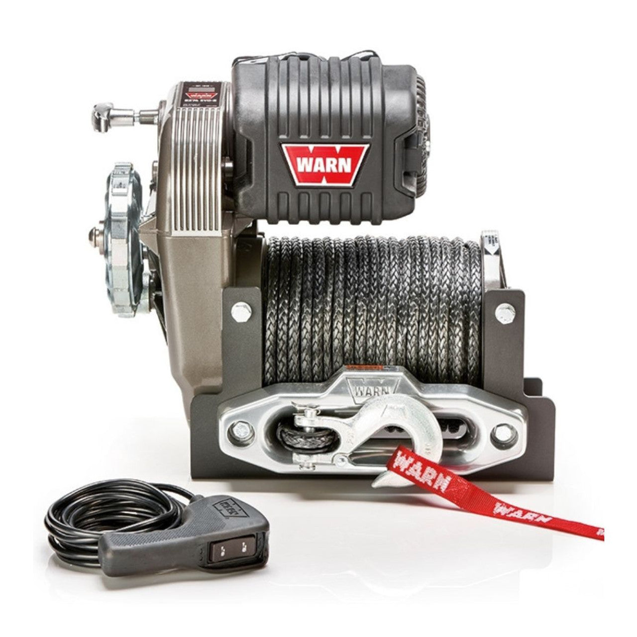 WARN M8274-S 12V 10,000lbs High Mount Winch - Spydura Synthetic Rope