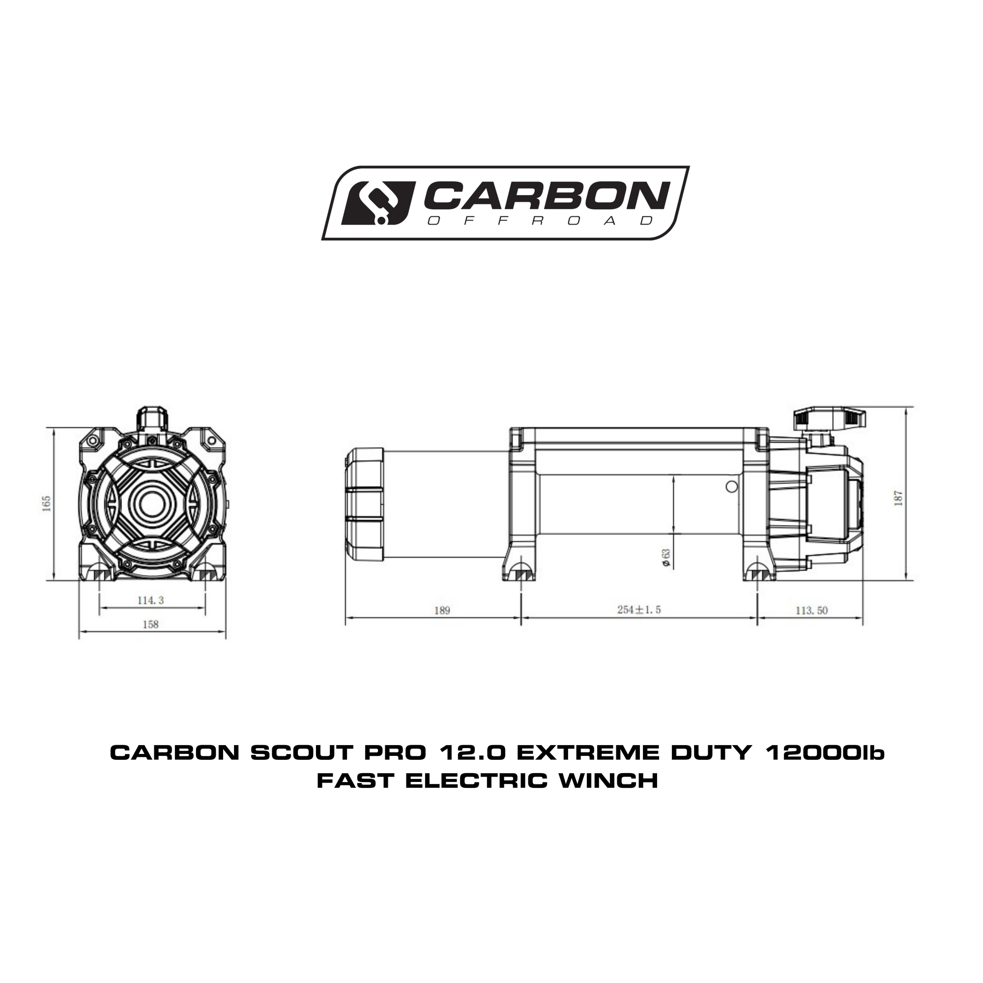 Carbon Scout Pro 12K Winch and Recovery Kit Combo