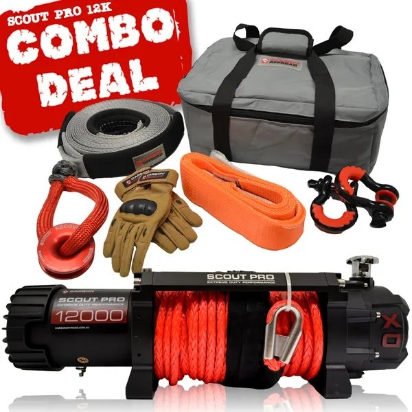 Carbon Scout Pro 12K Winch and Recovery Kit Combo - Carbon Offroad