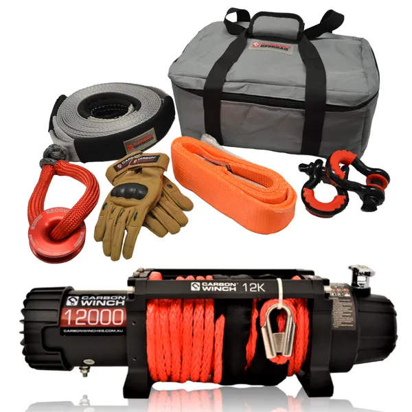 Carbon Scout Pro 12K Winch and Recovery Kit Combo